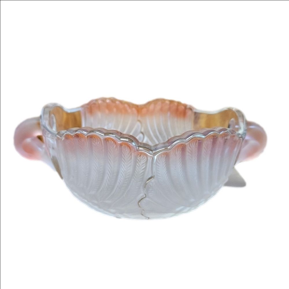 Vintage Mikasa Walther Frosted Crystal Double Swan Head Handles Bowl